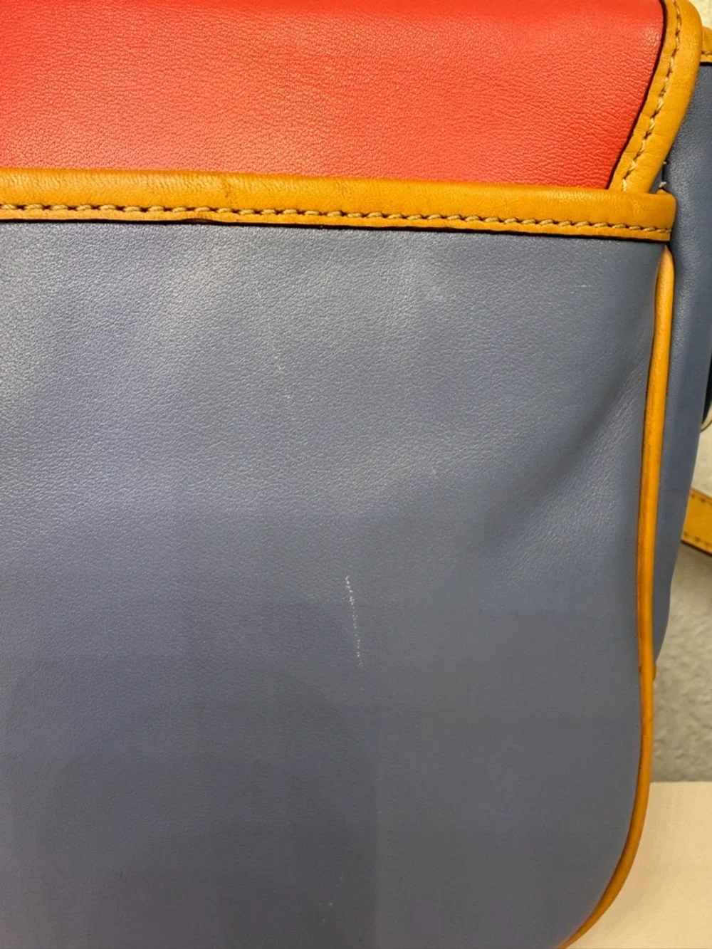 Coach Park Colorblock Leather Crossbody - Red, Blue & Tan Trim #F23383 - Picture 7 of 15